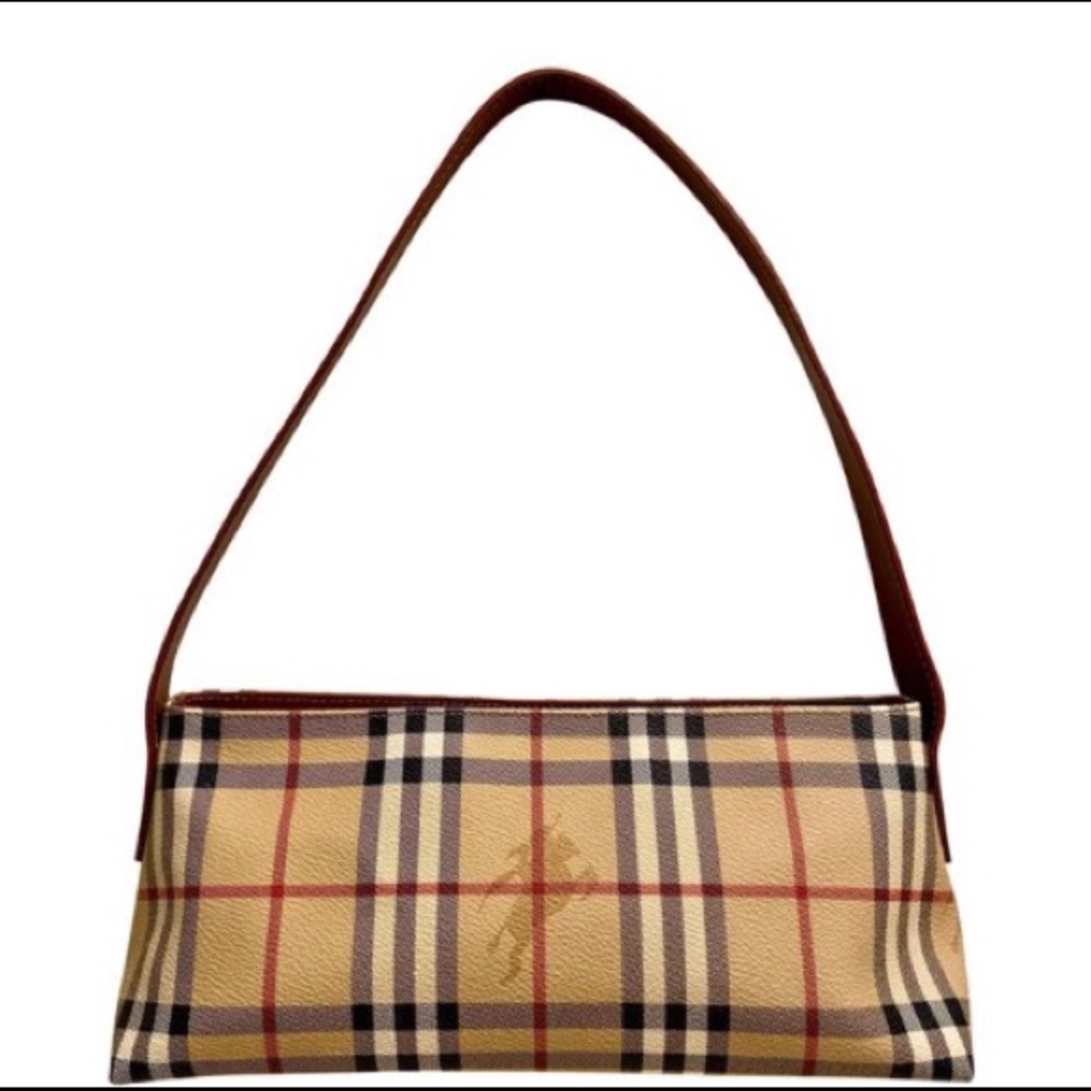 Authentic Burberry Haymarket Canvas Shoulder Bag